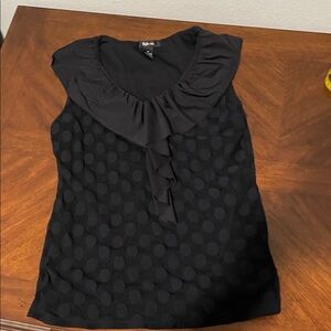 Style & Co. Black Polka Dot Ruffle Blouse